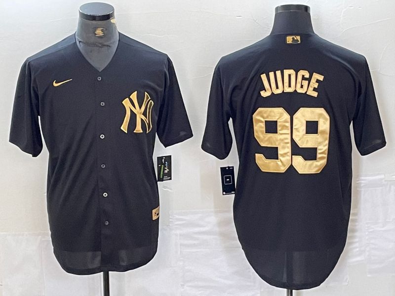 Men New York Yankees 99 Judge Black gold 4 th generation Nike 2024 MLB Jersey style 1